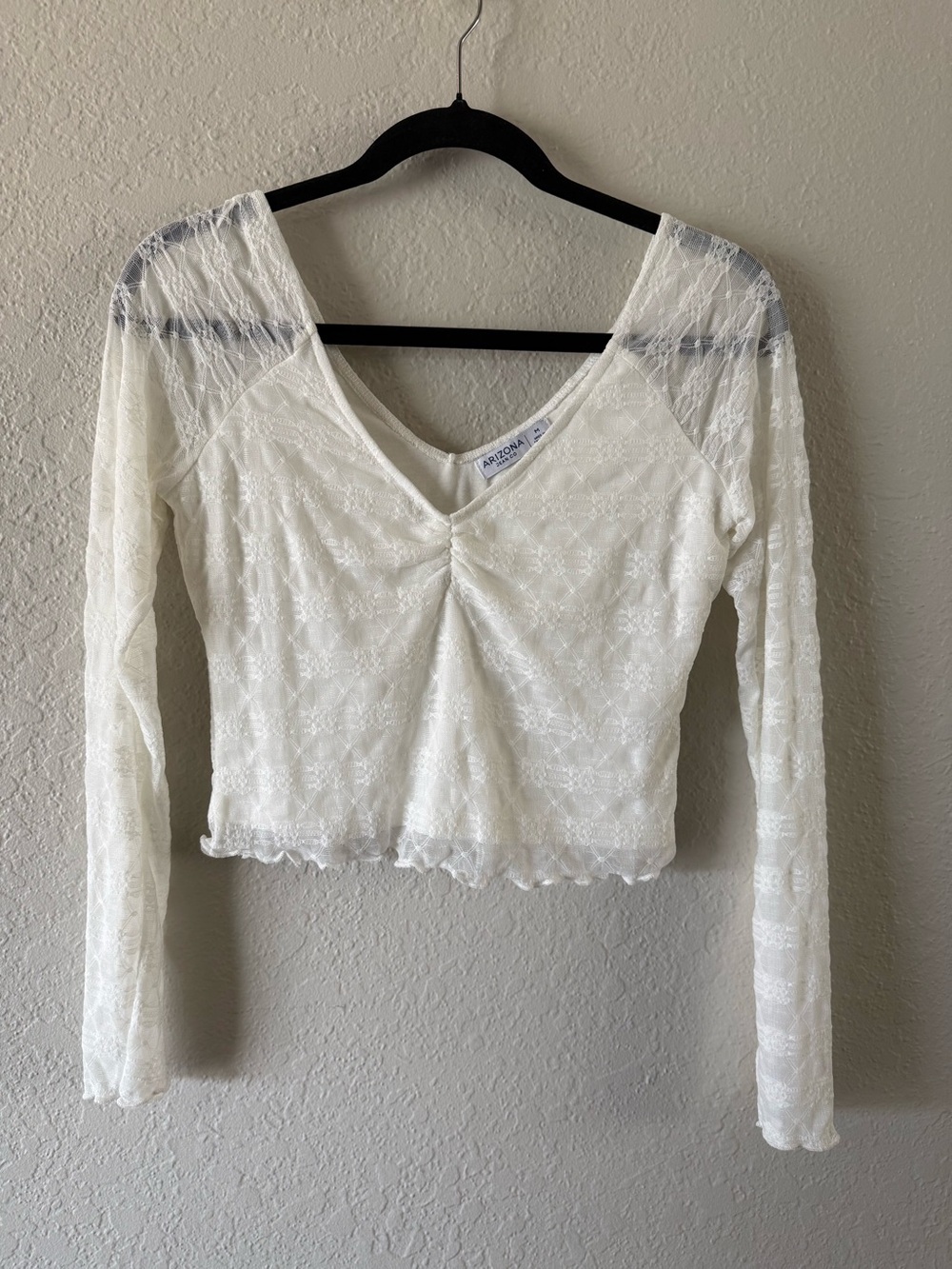 Arizona Jean Company Women’s M Long Sleeve White Lace Cropped Top Y2K